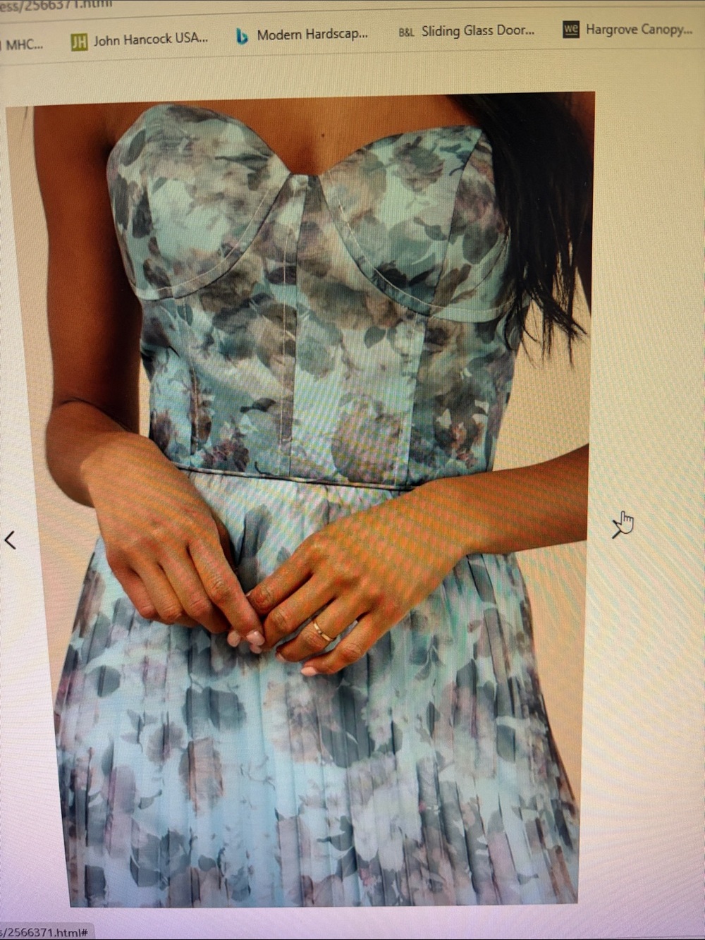Lulu's Strapless Blue-Grey Floral Maxi Gown - Picture 3 of 5